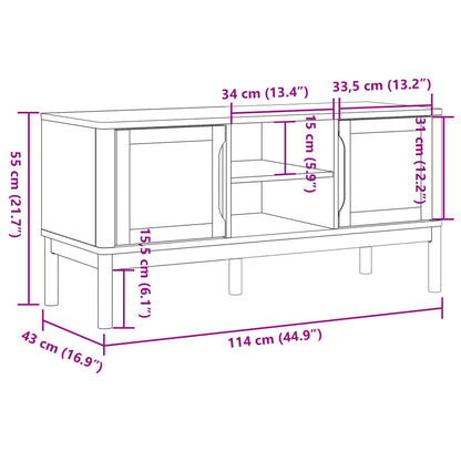 TV Cabinet "FLORO" White 114x43x55 cm Solid Wood Pine