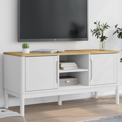 TV Cabinet "FLORO" White 114x43x55 cm Solid Wood Pine