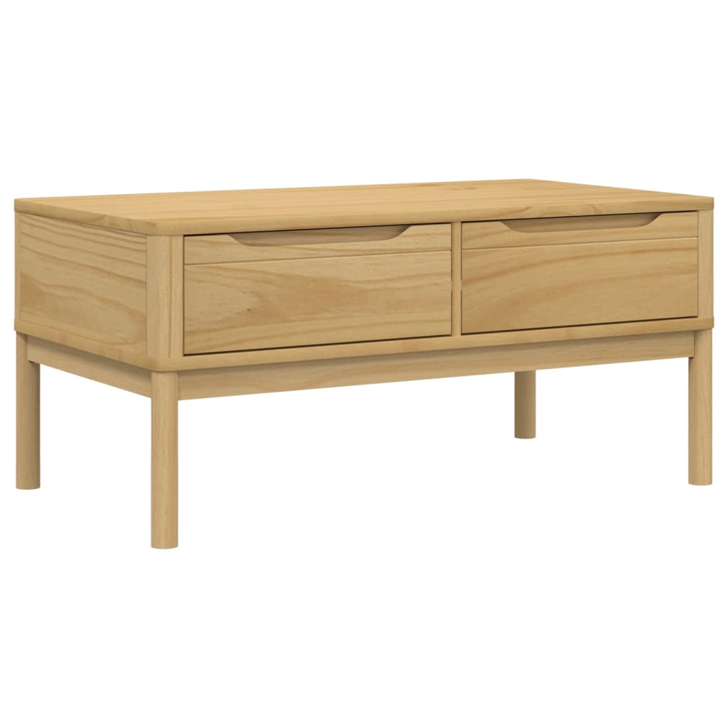 Coffee Table "FLORO" Wax Brown 99x55,5x45 cm Solid Pine Wood
