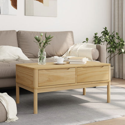 Coffee Table FLORO Wax Brown 99x55.5x45 cm Solid Pine Wood