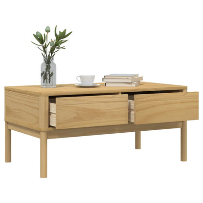 Coffee Table FLORO Wax Brown 99x55.5x45 cm Solid Pine Wood
