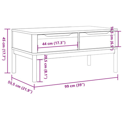 Coffee Table "FLORO" Wax Brown 99x55,5x45 cm Solid Pine Wood