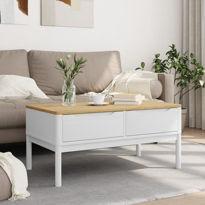 Coffee Table "FLORO" White 99x55,5x45 cm Solid Pine Wood