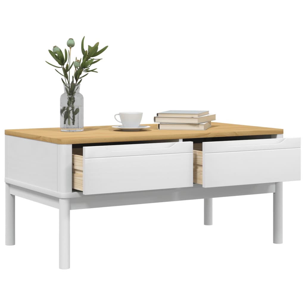 Coffee Table FLORO White 99x55.5x45 cm Solid Pine Wood