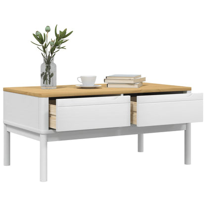 Coffee Table FLORO White 99x55.5x45 cm Solid Pine Wood