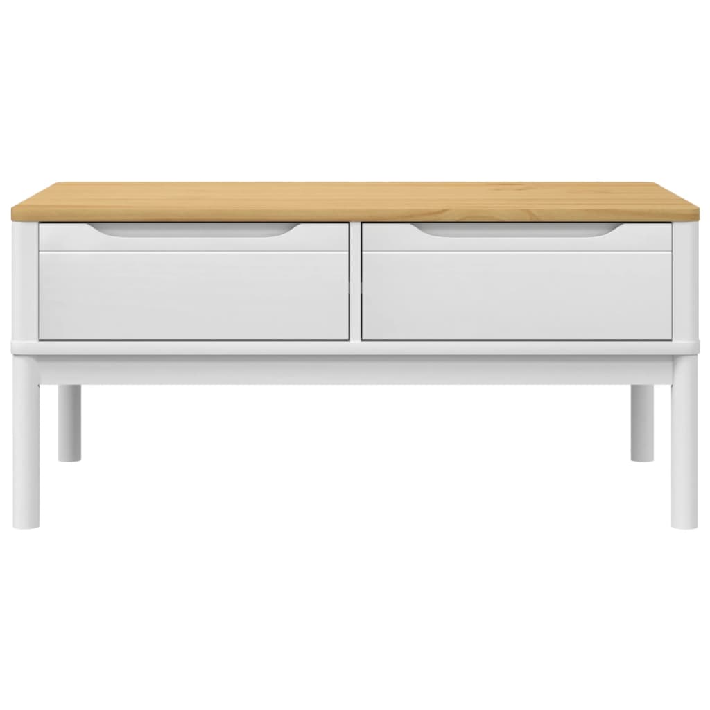 Coffee Table "FLORO" White 99x55,5x45 cm Solid Pine Wood