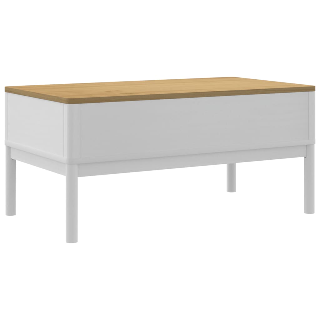 Coffee Table "FLORO" White 99x55,5x45 cm Solid Pine Wood