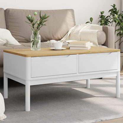 Coffee Table "FLORO" White 99x55,5x45 cm Solid Pine Wood