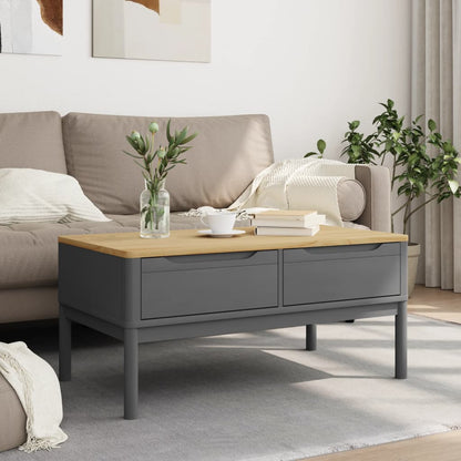 Coffee Table FLORO Grey 99x55.5x45 cm Solid Pine Wood