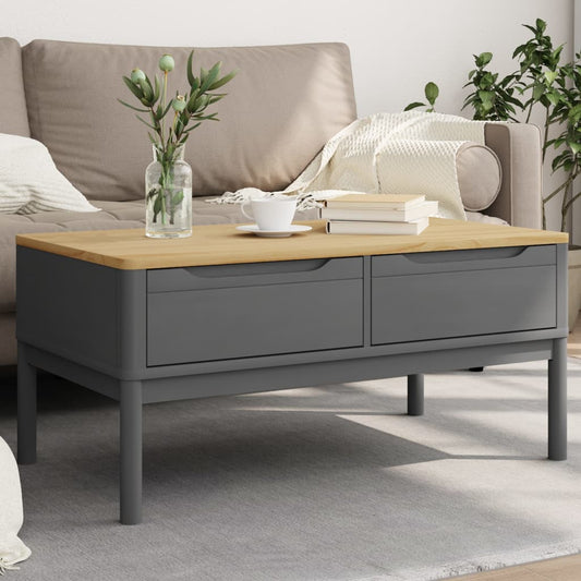 Coffee Table FLORO Grey 99x55.5x45 cm Solid Pine Wood