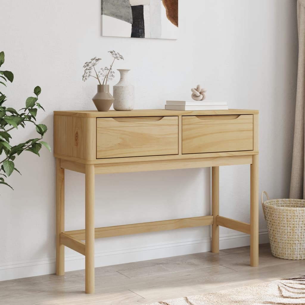 Console Table "FLORO" Wax Brown 89,5x36,5x73 cm Solid Wood Pine