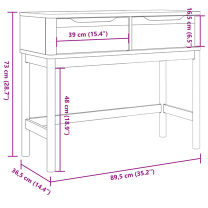 Console Table "FLORO" Wax Brown 89,5x36,5x73 cm Solid Wood Pine
