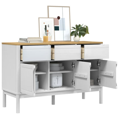 Sideboard FLORO White 114x43x74 cm Solid Wood Pine