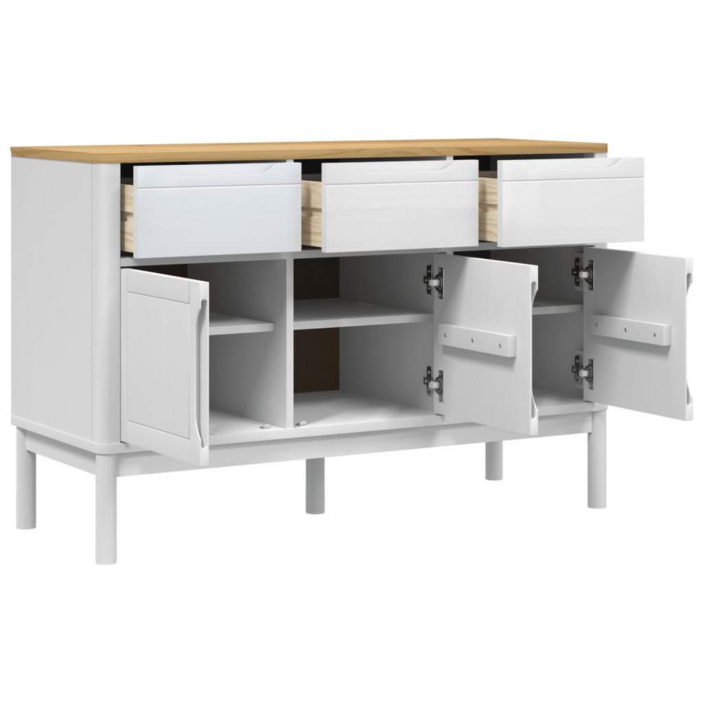 Sideboard FLORO White 114x43x74 cm Solid Wood Pine