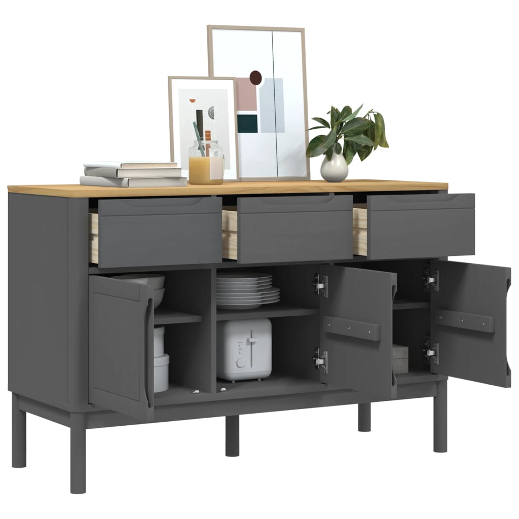 Sideboard FLORO Grey 114x43x74 cm Solid Wood Pine