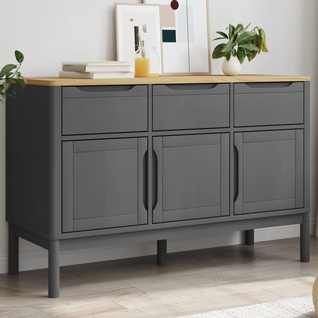 Sideboard FLORO Grey 114x43x74 cm Solid Wood Pine