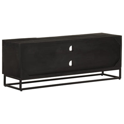 TV Cabinet Black 110x30x40 cm Solid Wood Mango and Iron