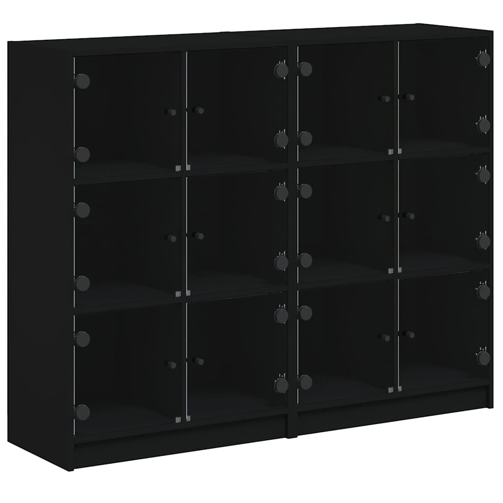 Bookcase with Doors Black 136x37x109 cm Engineered Wood