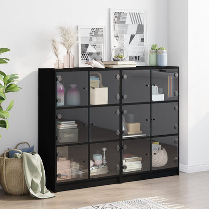 Bookcase | Black | Engineered wood, glass | Large | Bookcase