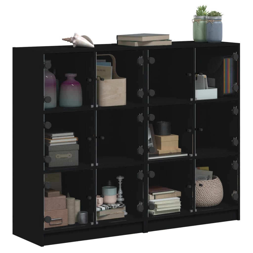 Bookcase | Black | Engineered wood, glass | Large | Bookcase