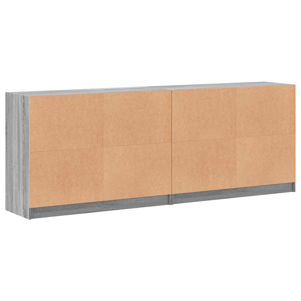 Bookcase with Doors Grey Sonoma 204x37x75 cm Engineered Wood