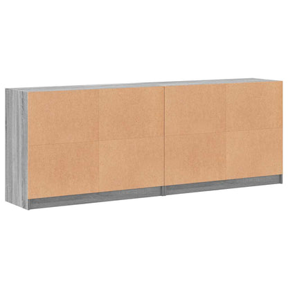 Bookcase with Doors Grey Sonoma 204x37x75 cm Engineered Wood