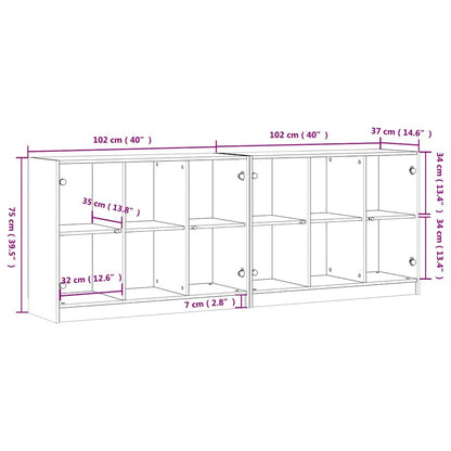 Bookcase with Doors Grey Sonoma 204x37x75 cm Engineered Wood