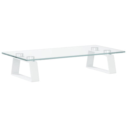 Monitor Stand White 40x20x8 cm Tempered Glass and Metal