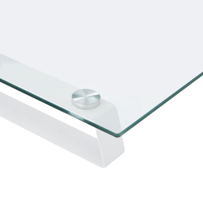Monitor Stand White 100x20x8 cm Tempered Glass and Metal