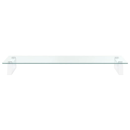 Monitor Stand White 80x35x8 cm Tempered Glass and Metal