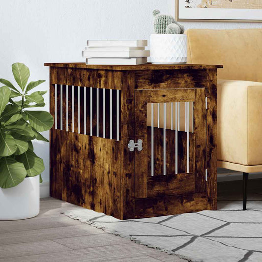 Dog Crate Furniture Smoked Oak 55x80x68 cm Engineered Wood