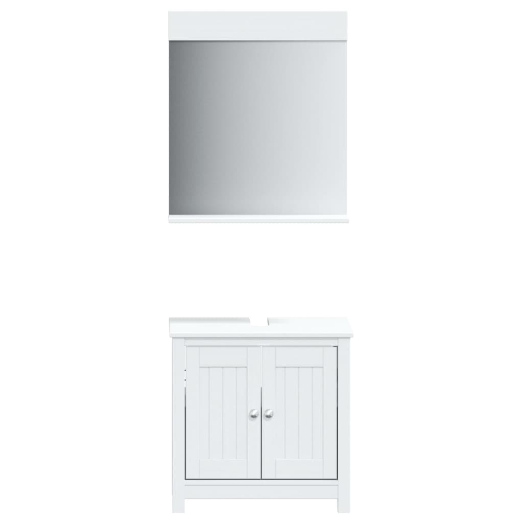 2 Piece Bathroom Furniture Set BERG White Solid Wood Pine