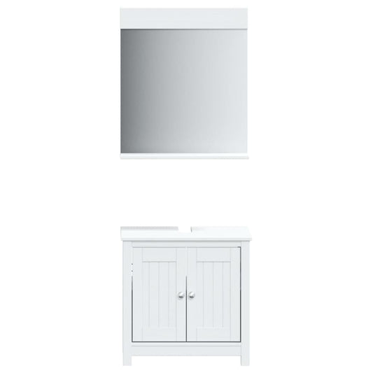 2 Piece Bathroom Furniture Set BERG White Solid Wood Pine