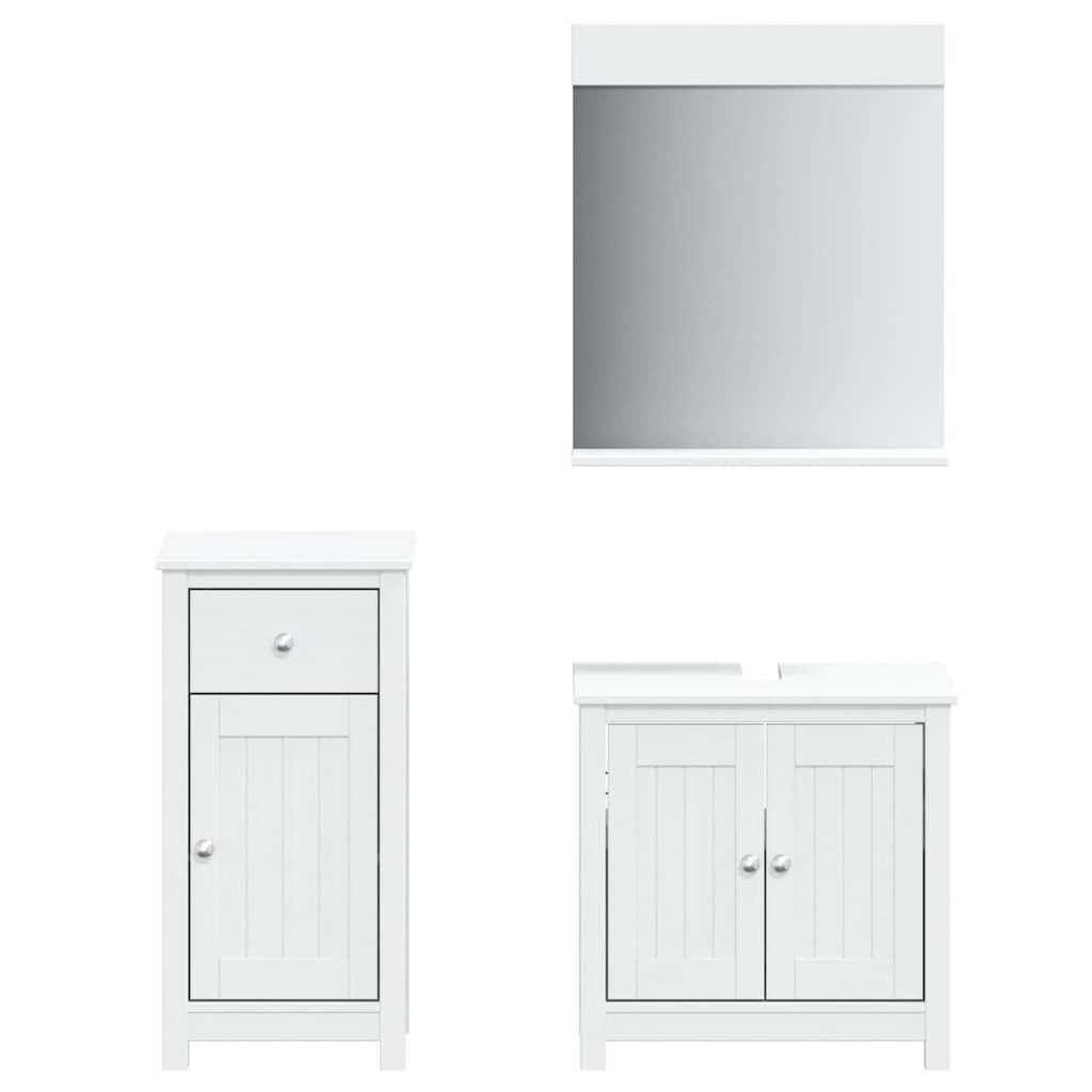3 Piece Bathroom Furniture Set BERG White Solid Wood Pine