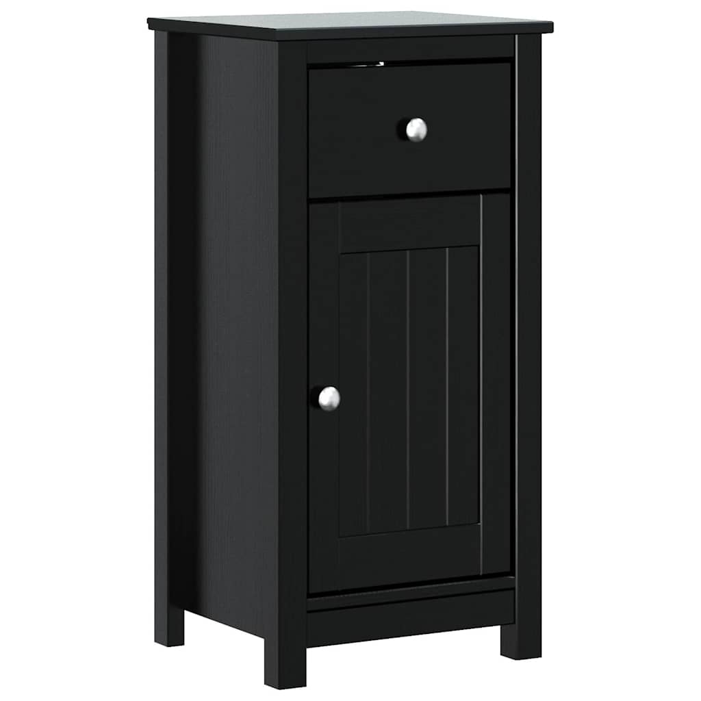 3 Piece Bathroom Furniture Set BERG Black Solid Wood Pine