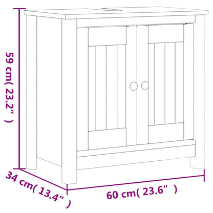 3 Piece Bathroom Furniture Set "BERG" Black Solid Wood Pine