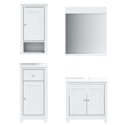 4 Piece Bathroom Furniture Set BERG White Solid Wood Pine