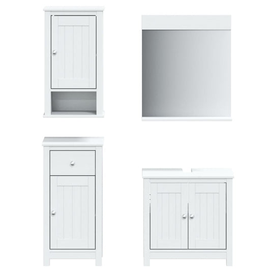 4 Piece Bathroom Furniture Set BERG White Solid Wood Pine