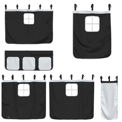 Curtains for Loft Bed White and Black Polyester