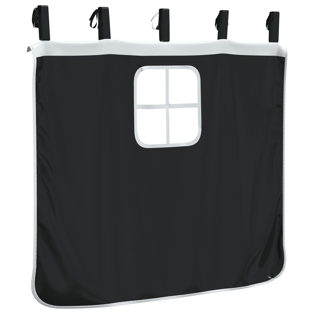 Curtains for Loft Bed with Tunnel and Tower White and Black