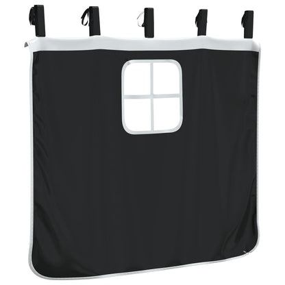 Curtains for Loft Bed with Tunnel and Tower White and Black