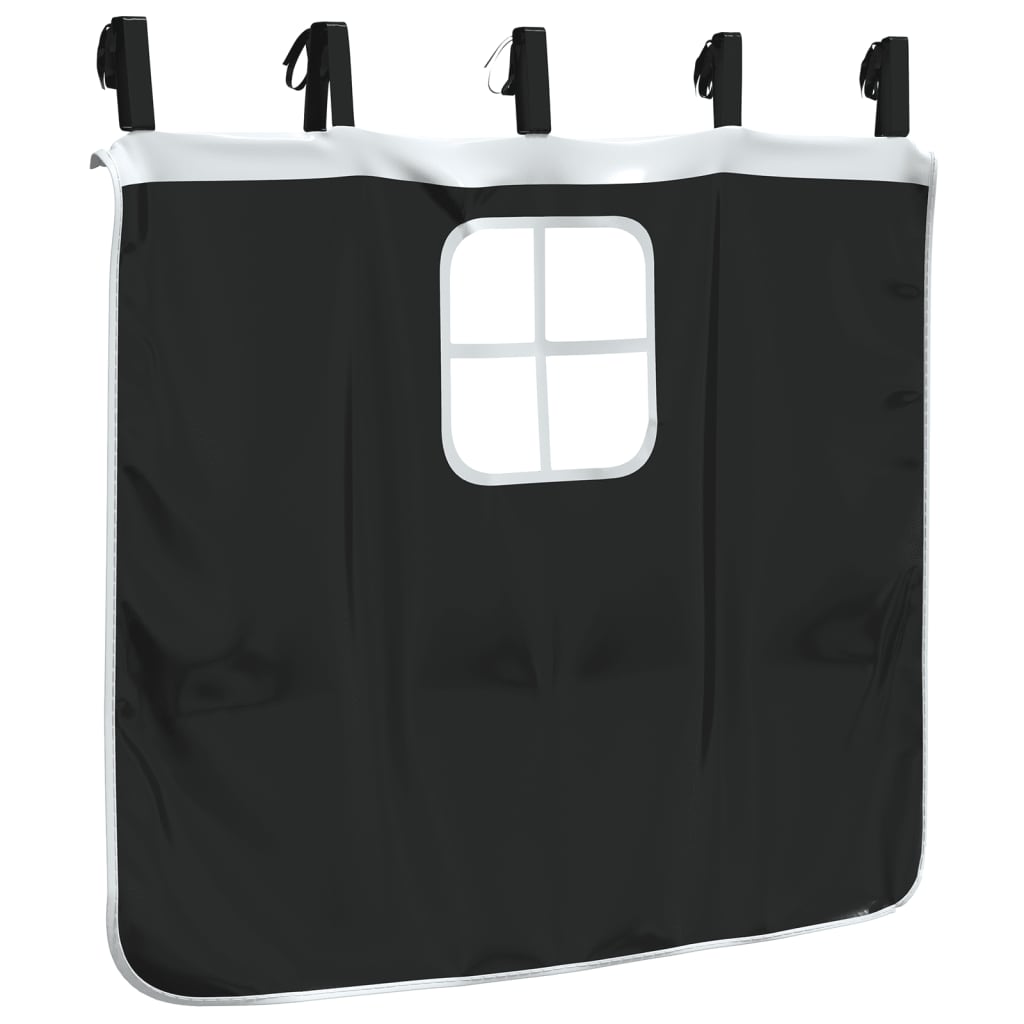 Curtains for Loft Bed with Tunnel and Tower White and Black