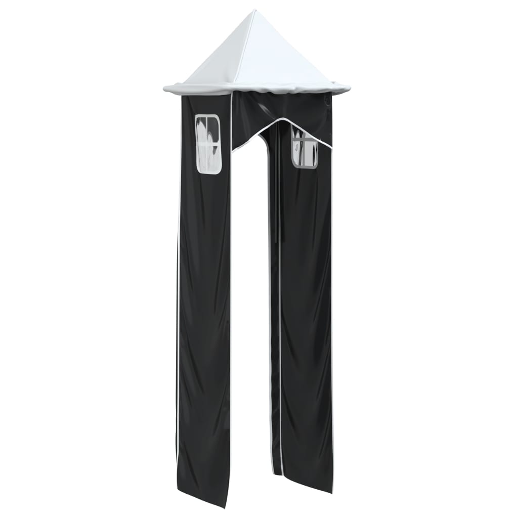 Curtains for Loft Bed with Tunnel and Tower White and Black