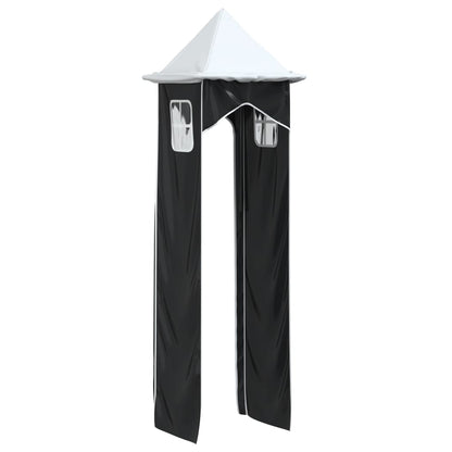 Curtains for Loft Bed with Tunnel and Tower White and Black