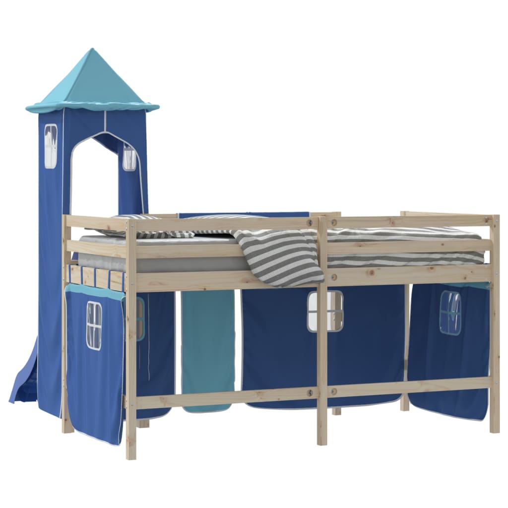 Curtains for Loft Bed with Tower Blue Polyester
