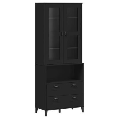 Highboard VIKEN Black 80x40x200 cm Solid Wood Pine
