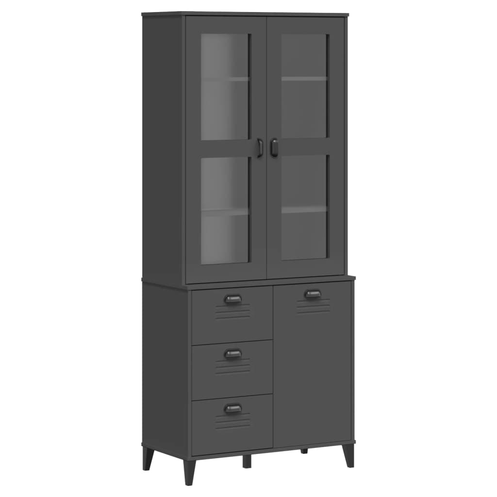 Highboard "VIKEN" Anthracite Grey 80x40x190 cm Solid Wood Pine