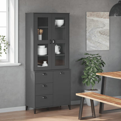 Highboard "VIKEN" Anthracite Grey 80x40x190 cm Solid Wood Pine