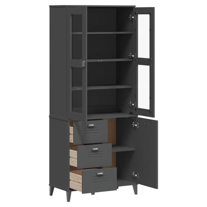 Highboard "VIKEN" Anthracite Grey 80x40x190 cm Solid Wood Pine