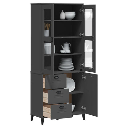 Highboard "VIKEN" Anthracite Grey 80x40x190 cm Solid Wood Pine